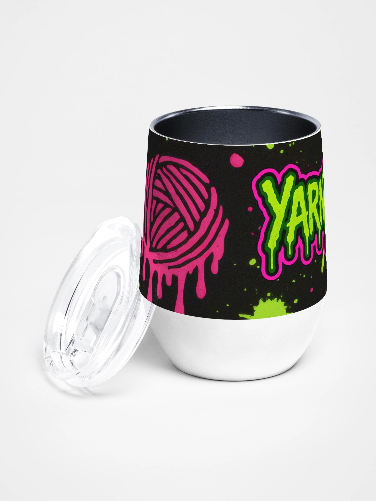 Yarnarchy™ Punk Skull Wine Tumbler – Crochet Chaos Edition product image (4)