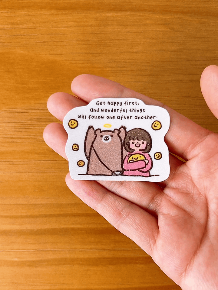 Get happy first | Positivity Glitter Sticker product image (2)