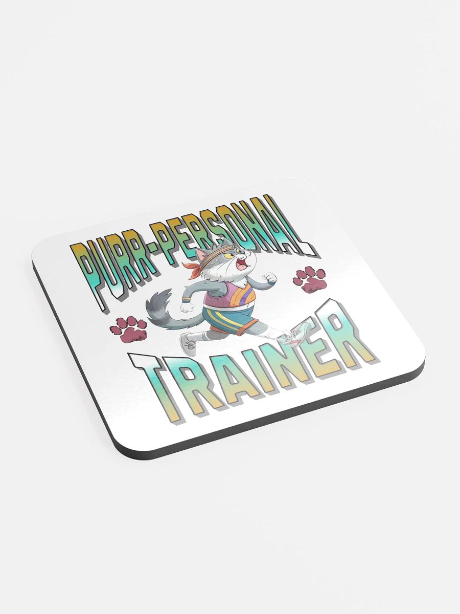 Purr Personal Trainer Cat Cork Coaster product image (3)