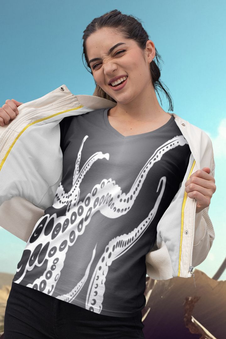 Octopus Tentacles White All Over Print T-shirt product image (1)