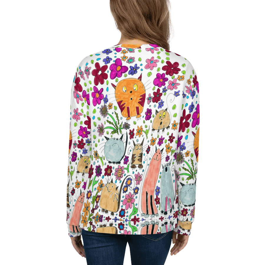 Abstract Floral Doodle Art Cats Unisex Sweatshirt product image (10)