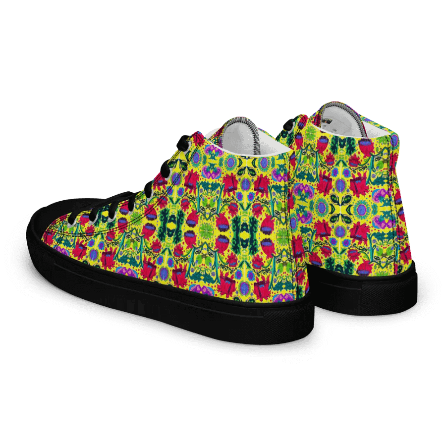 Abstract Poppy Flowers Ladies High Top Canvas Shoes product image (6)
