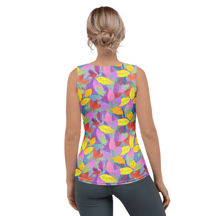 Yellow Pink Leaves Tank Top product image (2)