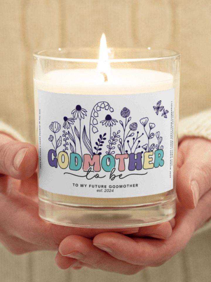 Colorful groovy godmother proposal candle product image (1)