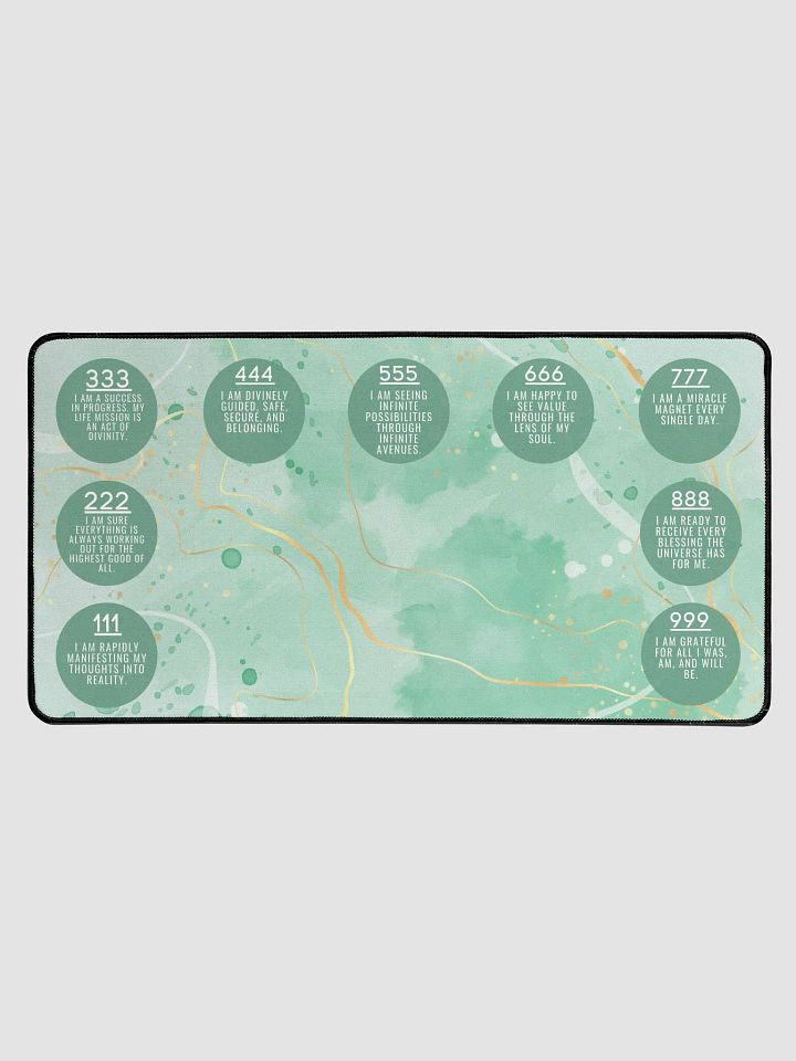 Mint Green Marbled Manifestation Desk Mat - Inspiring Affirmations & Angel Numbers product image (1)