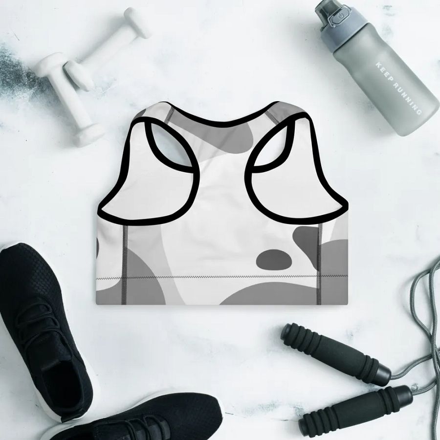 Abstract Gray Camo Padded Sports Bra product image (9)