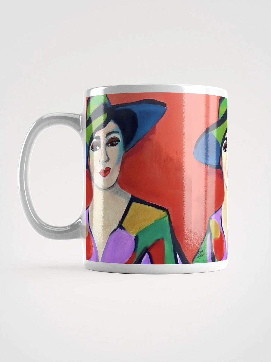 Donna with Hat White Glossy Mug product image (6)