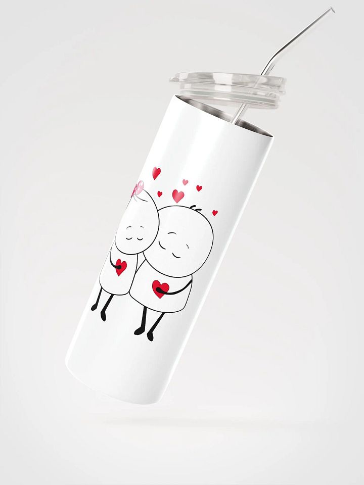 Romantic Couple White Stainless Steel Tumbler: Valentine's Day Delight product image (2)