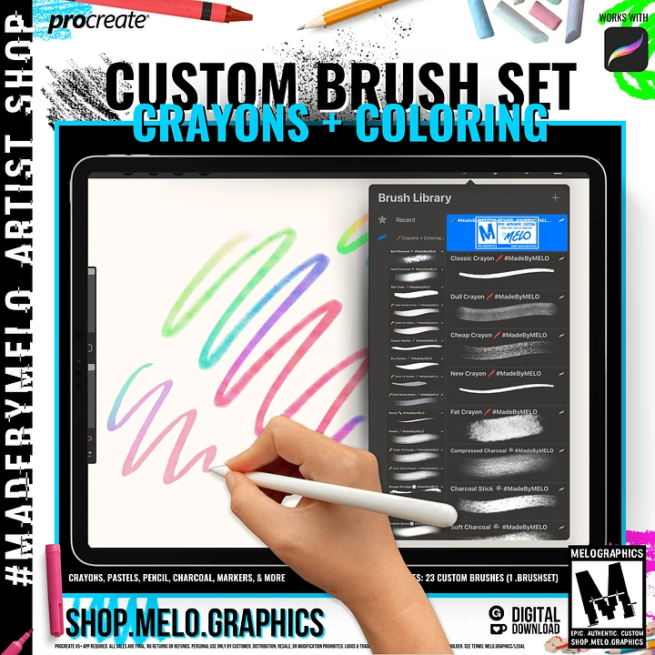 Crayons & Coloring Procreate Brush Set | #MadeByMELO product image (1)