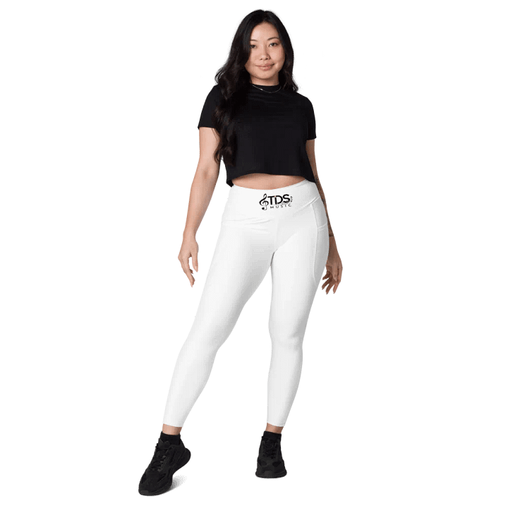 TDS Music Treble Clef Women's White Leggings With Pockets product image (1)