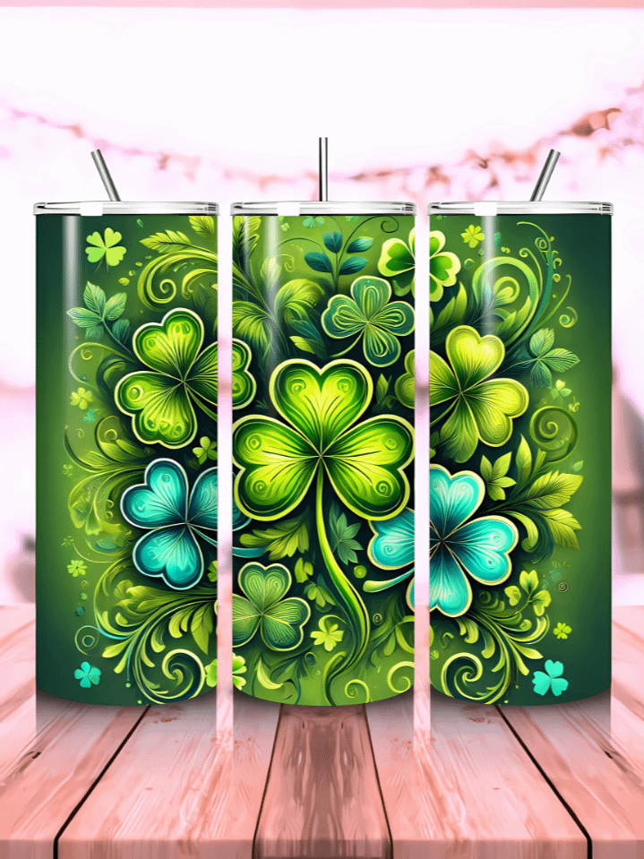 Shamrock St. Patrick’s Day 20 oz Tumbler Wrap – sublimation PNG design, 300 DPI, instant digital download product image (1)