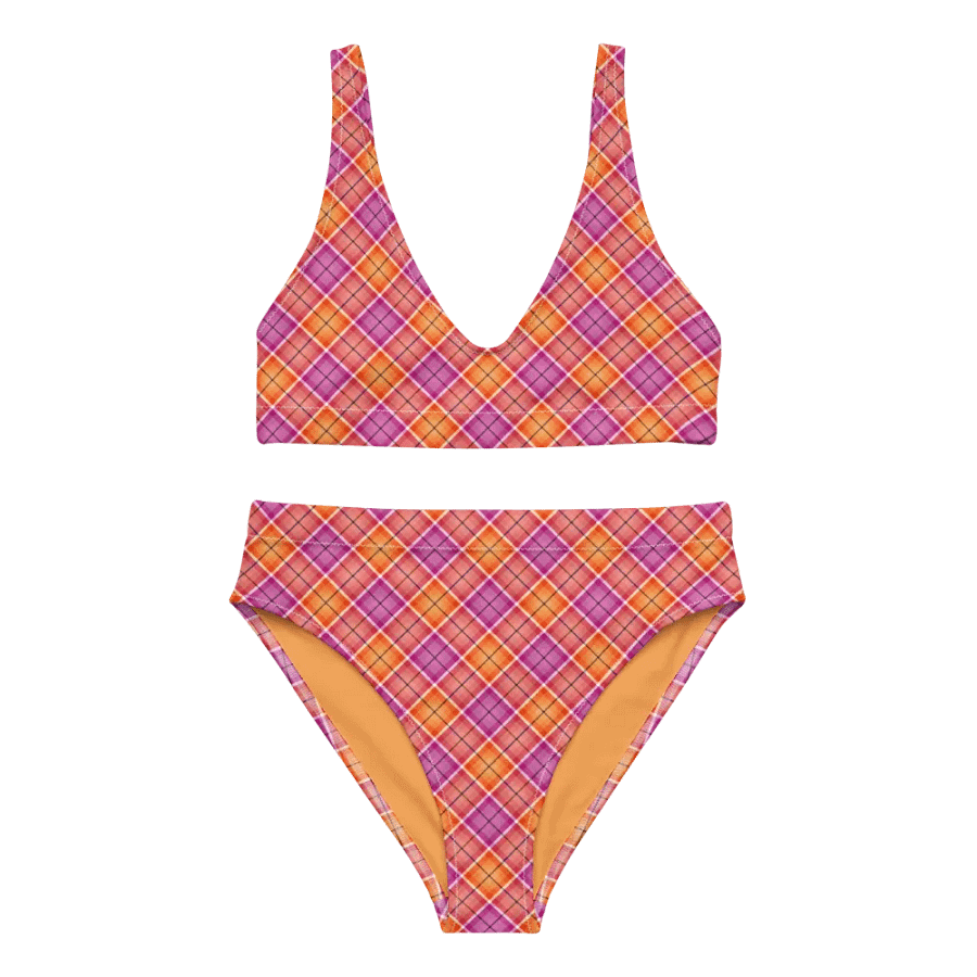 Bright Orange and Pink Plaid Bikini product image (2)