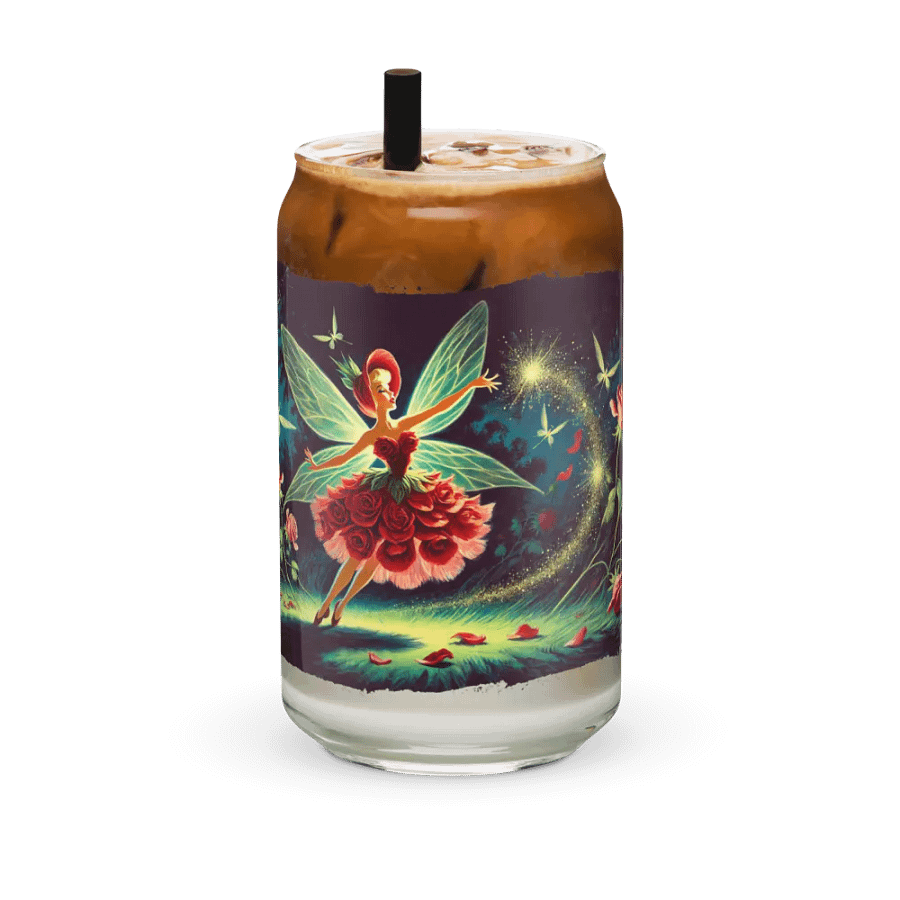 Enchanted Red Rose Fairy Glass with Optional Lid and Straw product image (36)