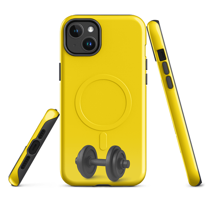 Yellow Dumbbell Muscle iPhone® 14, 15, 16 Case product image (1)
