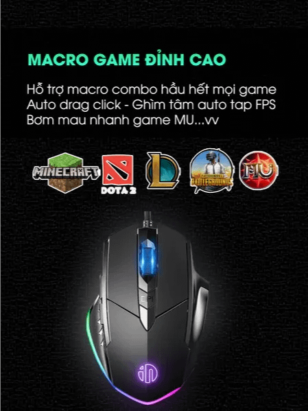 Chuột máy tính gaming chơi game SIDOTECH Inphic P1W bản có dây và không dây tắt âm silent 7200 DPI Led RGB - Chính hãng product image (1)