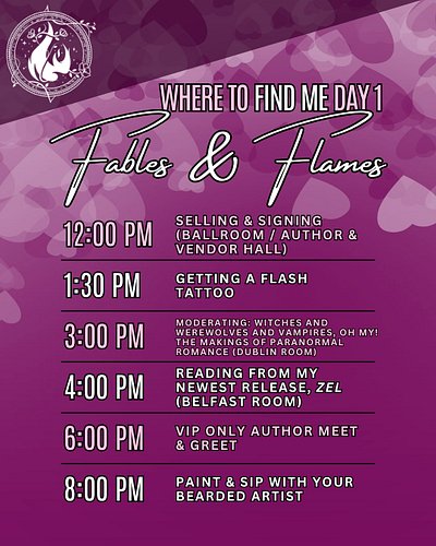 🔥Fables & Flames Day 1🔥

🌹Where can you find me today during the kick off of the Fables & Flames Romantasy Gala? 

🔥Any time ...