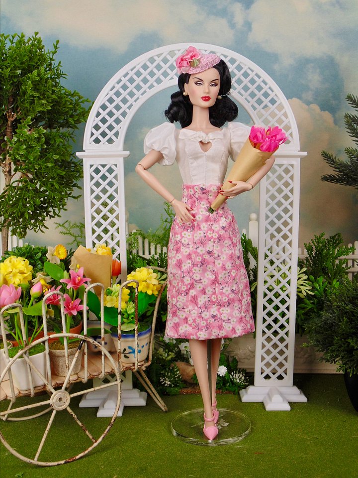 Emma floral OOAK fashion for 12” fashion dolls product image (2)