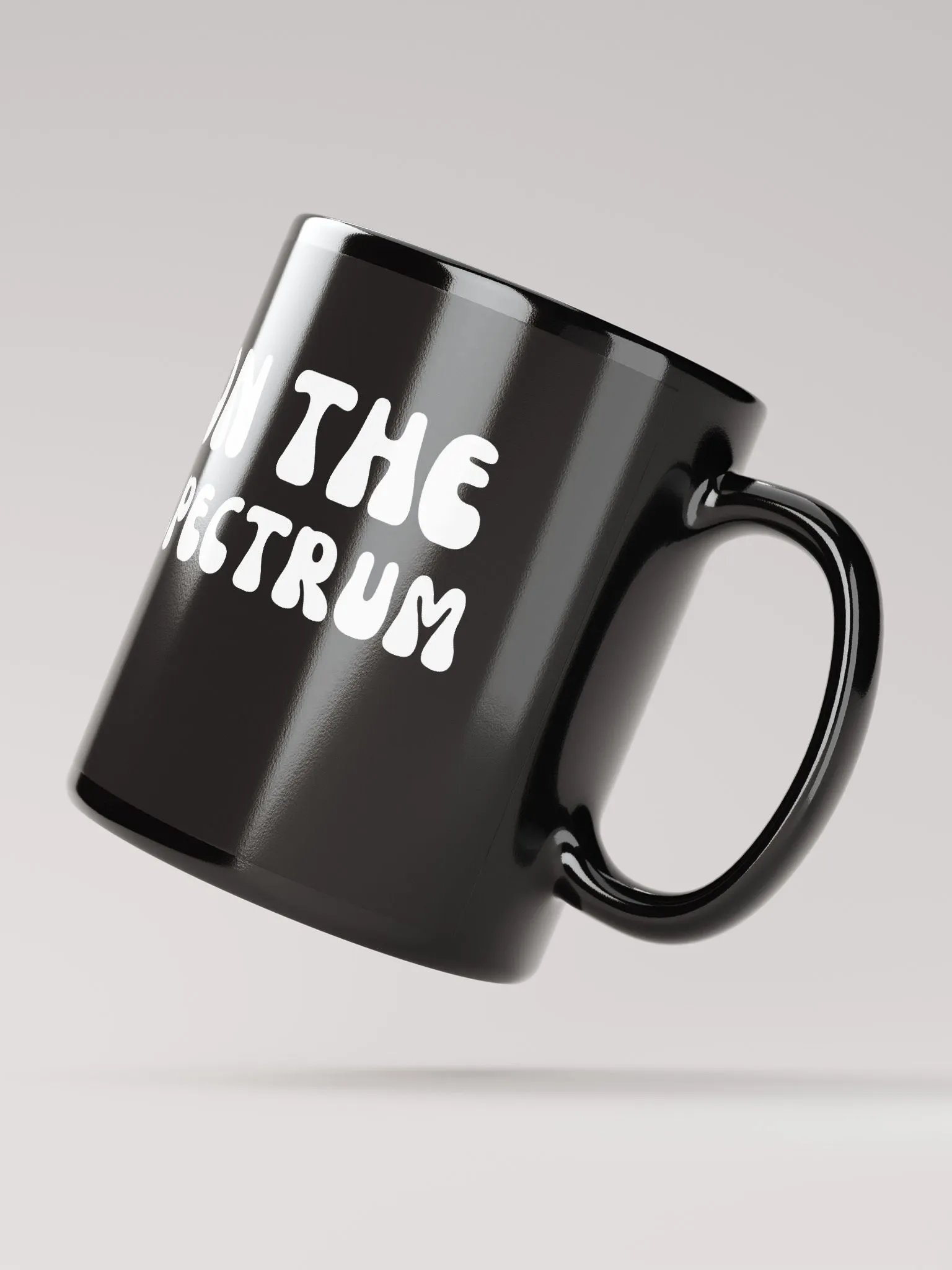 ON THE SPECTRUM (groovy white) glossy black mug product image (4)