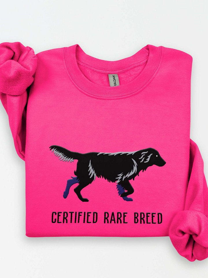 Certified Rare Breed Sweatshirt (Embroidered) of a Flat Coated Retriever(Black) product image (1)