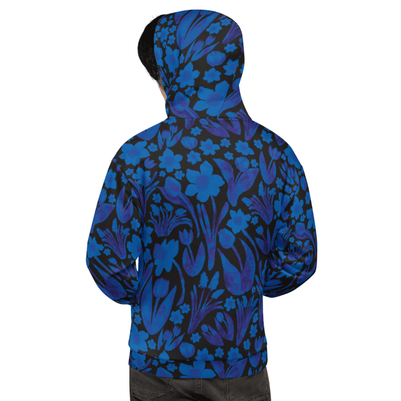 Men's | Adult's | Spring Garden | Unisex Hooded Sweatshirt | Royal Blue on Black product image (8)
