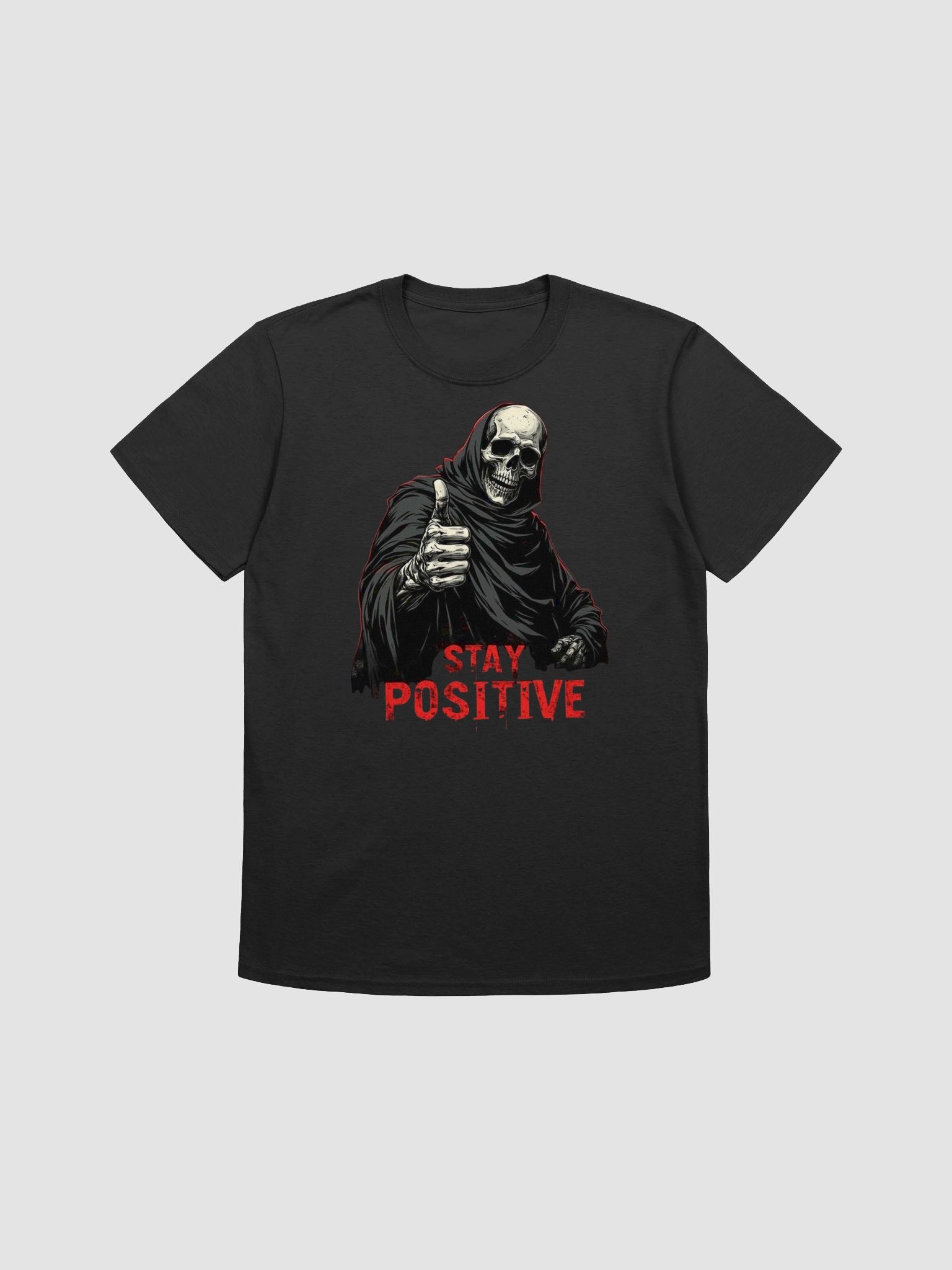 Stay Positive T-Shirt - Funny Grim Reaper Thumbs Up product image (2)