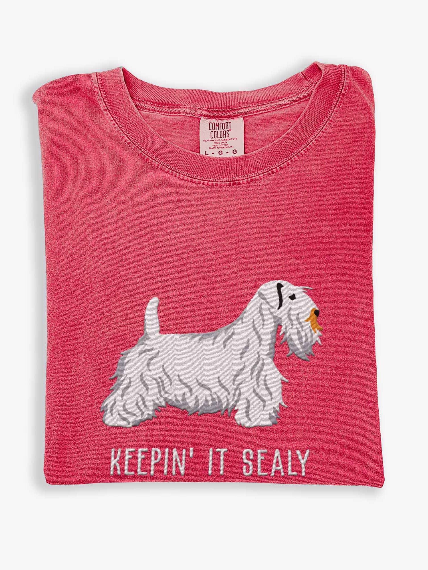 Keepin' It Sealy T-Shirt(Embroidered) of a Sealyham Terrier(White) product image (1)