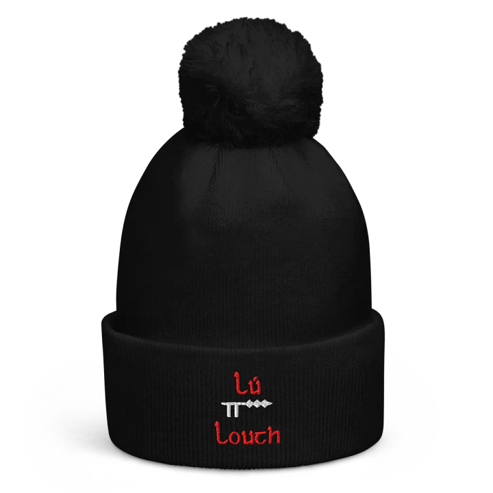 Louth/Lú Scholastic style Ogham embroidered Pom-Pom Beanie product image (1)