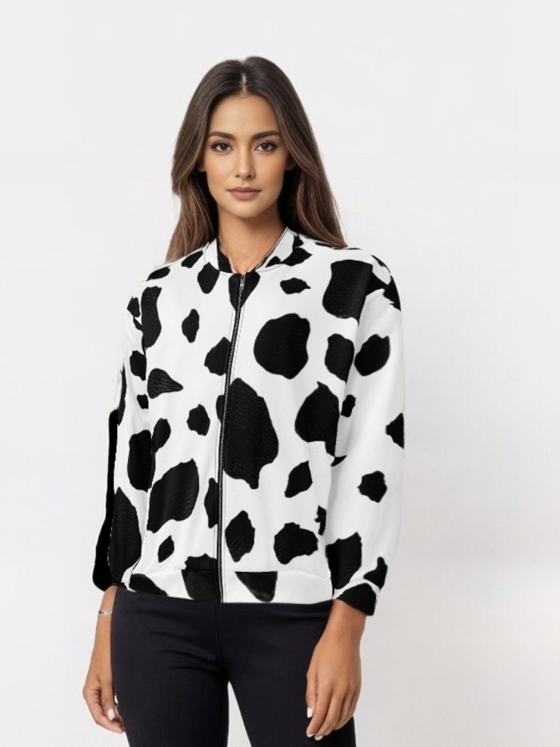 Unisex Cow Pattern Bomber Jacket – Design By Unik | Limited Edition (1,977 Pieces Worldwide) product image (5)
