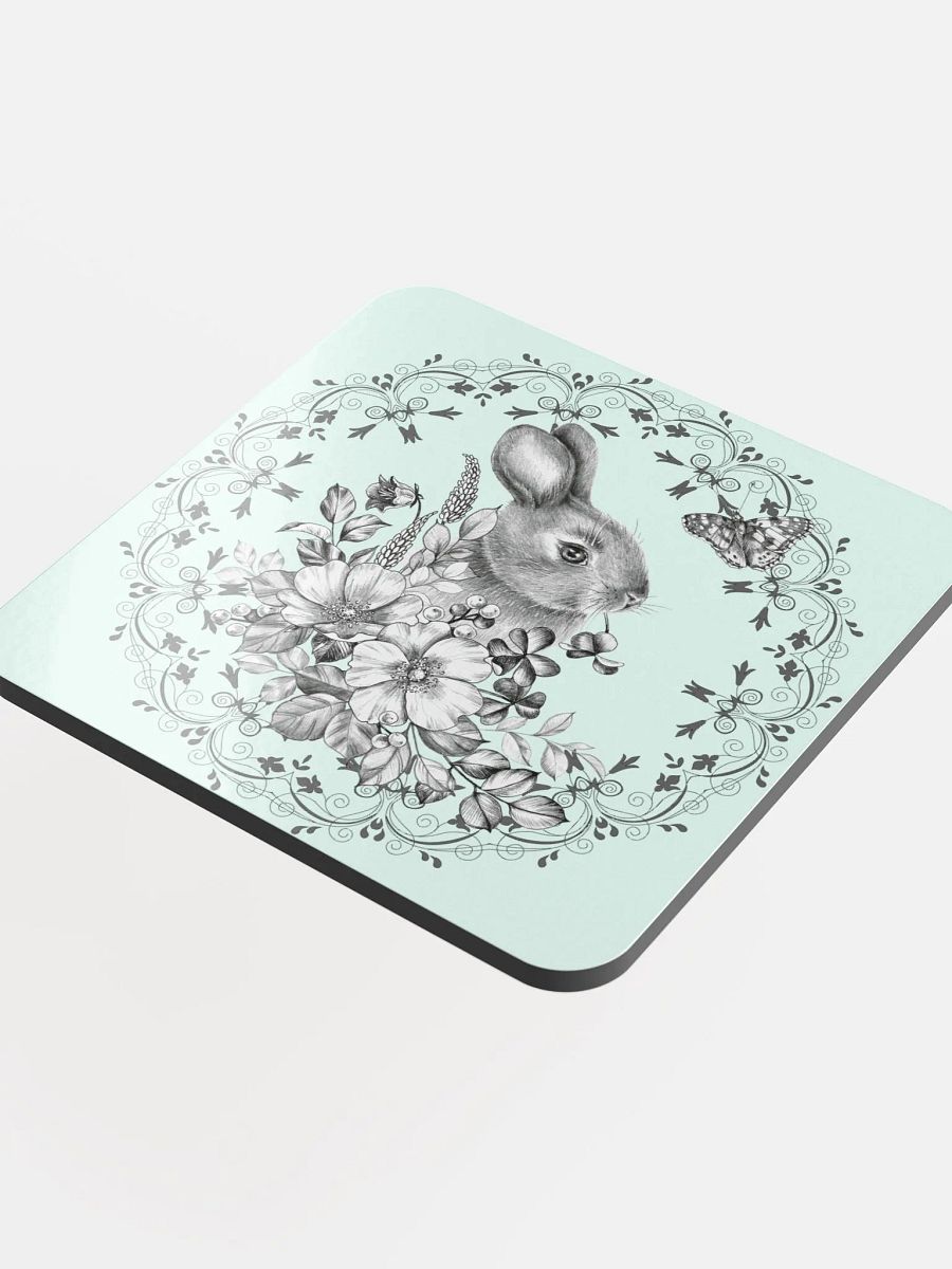 Floral Rabbit Dreams Glossed Coaster product image (4)