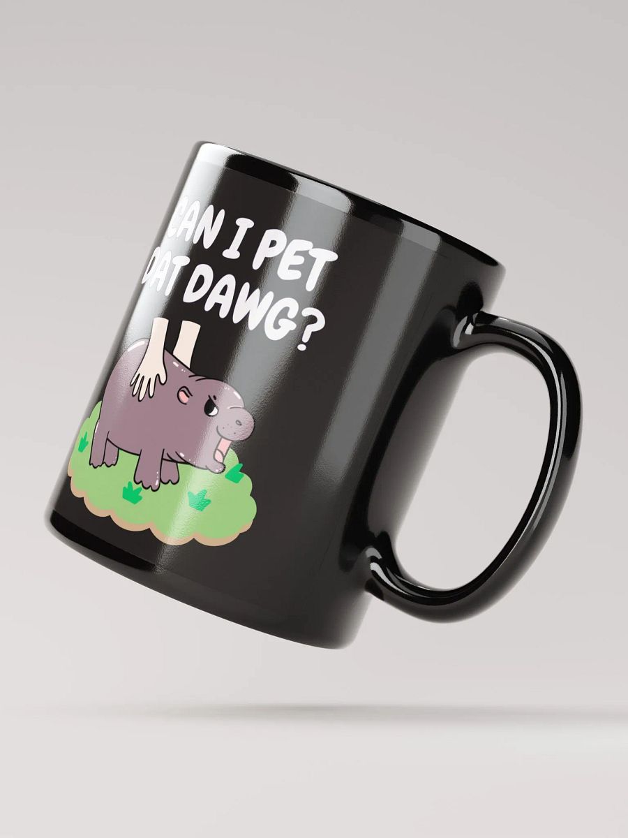 MOODENG'S CAN I PET DAT DAWG? BLACK GLOSSY MUG product image (2)