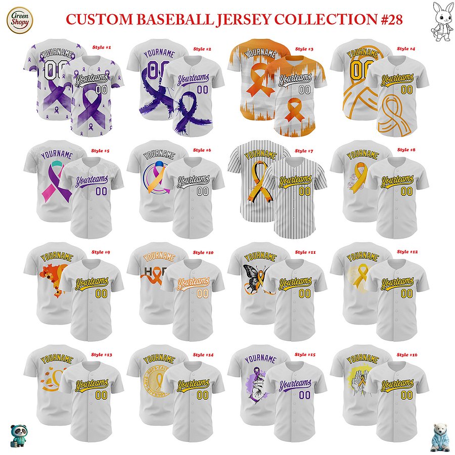 Authentic Baseball Jersey, Custom Baseball Jersey, Personalized Sport Jersey, Colorful, Flowers, Number, Logo, Love, Ribbon product image (1)