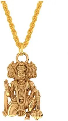 bee stlyle gold plated punchmukhi Hanuman bajrangbali locket chain for boy/men &girls/women Gold-plated Brass Locket product image (1)