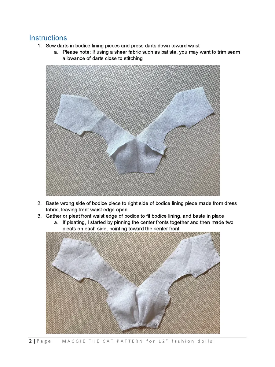 Maggie the Cat sewing pattern for 12" fashion dolls product image (3)