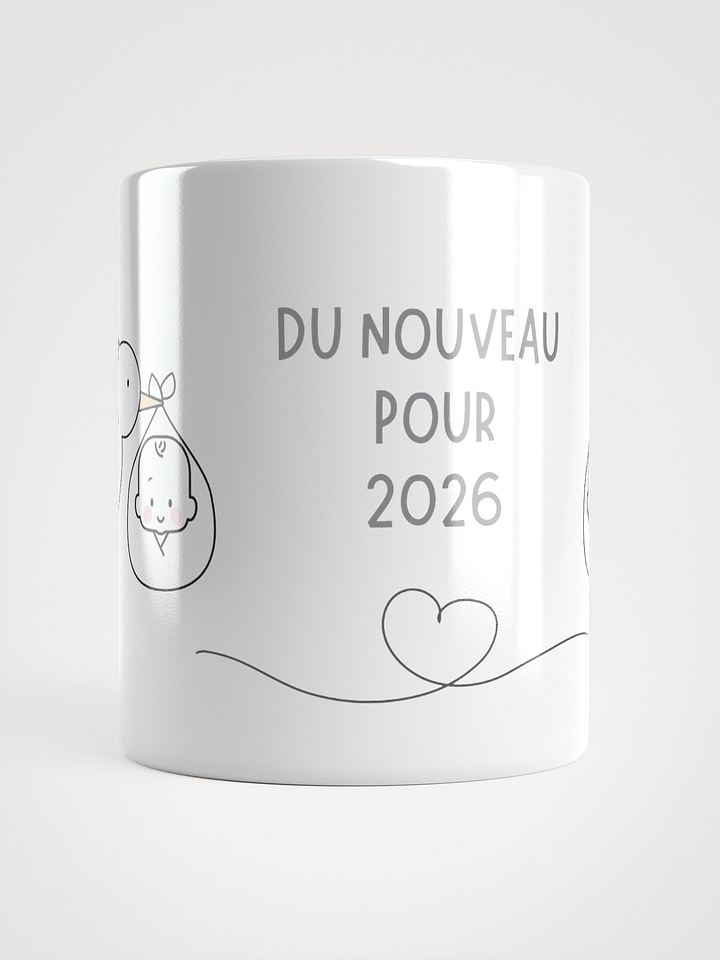 Mug Blanc - Du Nouveau pour 2026 - Cigogne Annonce Naissance - Cadeau Original product image (1)