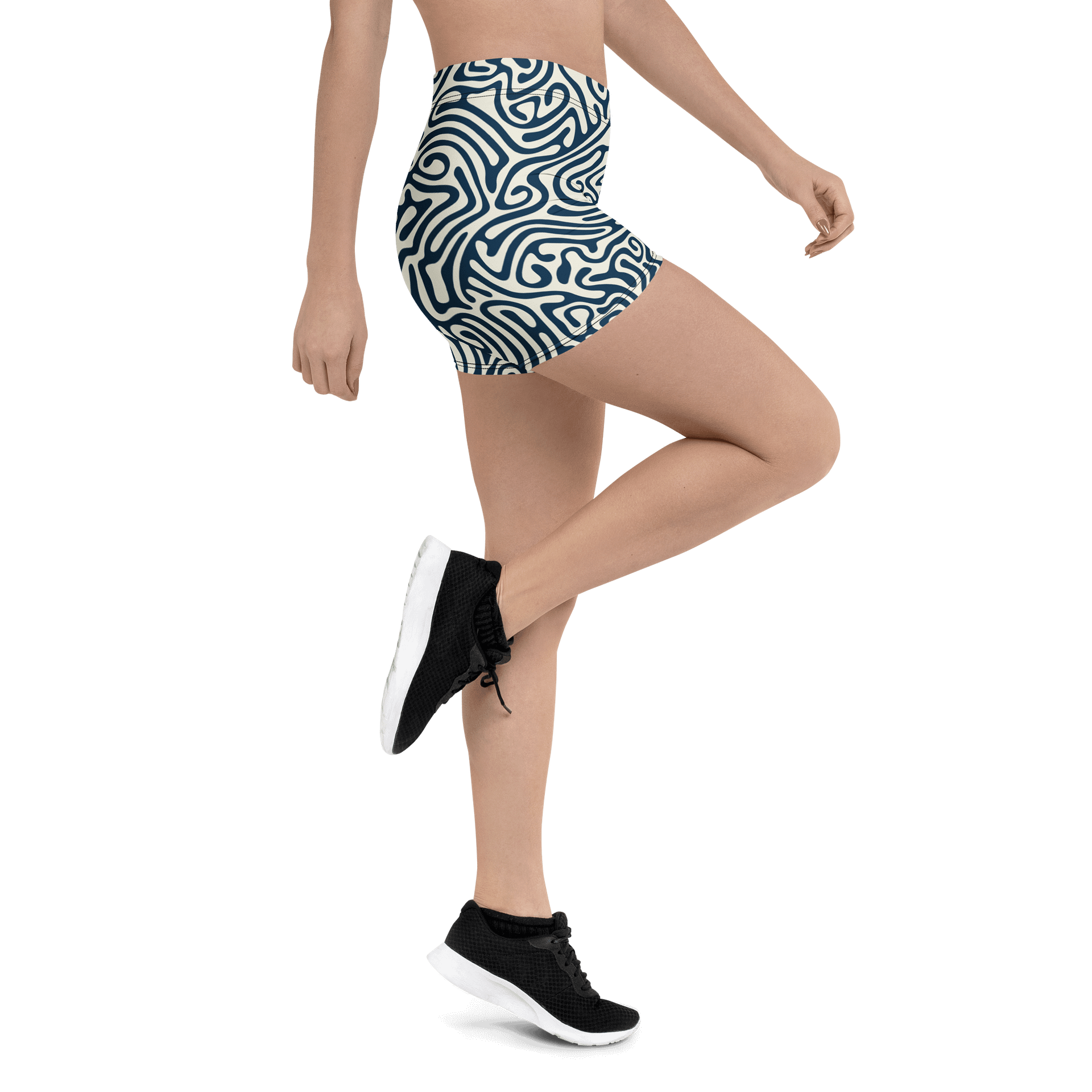 Abstract Wavy Lines: All-Over Print Shorts for Unique Style product image (3)