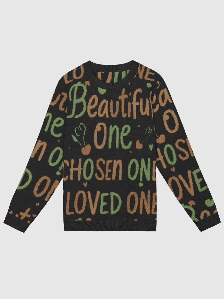 Chosen One, Beautiful One, Loved One” Knitted Sweater – Cozy, Soft, Inspirational Gift for Her or Him – Unisex Warm Pullover product image (2)