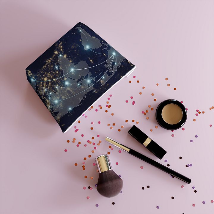 Cotton Cosmetic Bag - Night Flight Route product image (2)