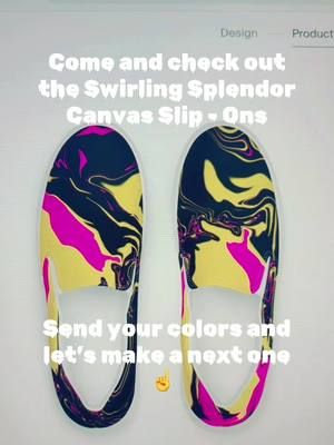 Woman’s slip-on Canvas shoes with dynamic abstract design in bold colors! #fourthwall #printondemand #2024 #Custom #Custom #2024tiktok #trendying 