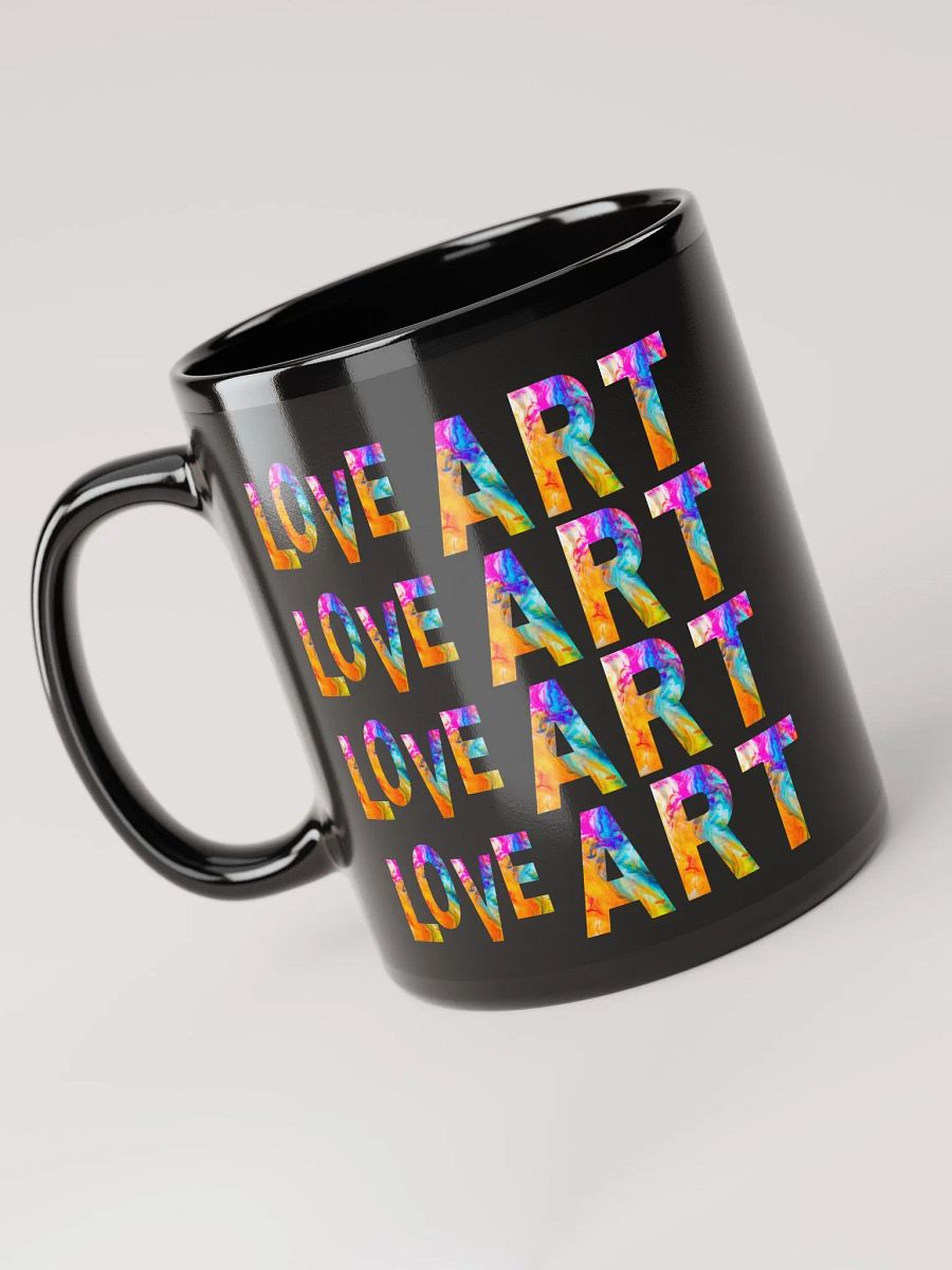 Trendy Black coffee mug for the artist in your family. Creative design ‘LOVE ART’ Perfect gift for artist friend, mom dad. product image (5)