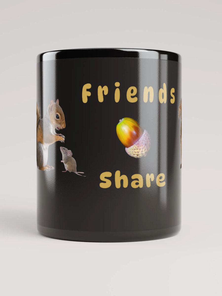 Squirrel an Mouse Friendship Acorn Black Mug product image (5)