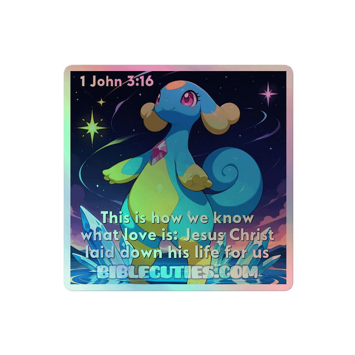 Bible Cuties Florence - This is how we know what love is: Jesus Christ laid down his life for us Holographic Sticker product image (2)