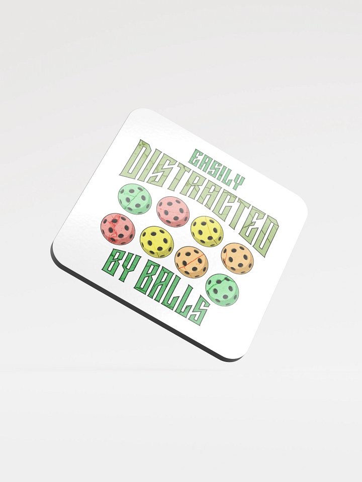 Easily Distracted By Balls Pickleball Glossed Cork Coaster product image (2)