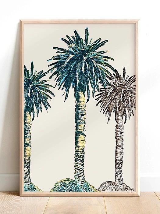 3 Palm Trees - Portrait - Museum-Quality Poster product image (1)