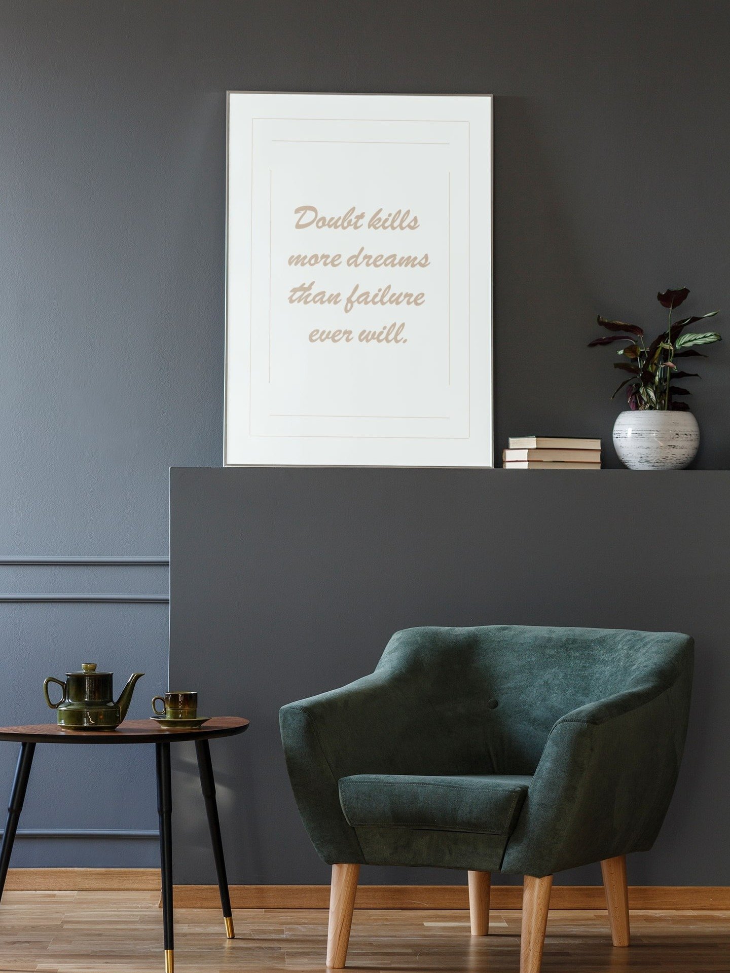 Doubt Kills More Dreams Than Failure Ever Will Quote Poster, Beige Wall Art, Inspirational Home Decor, Motivational Office Artwork Print product image (2)