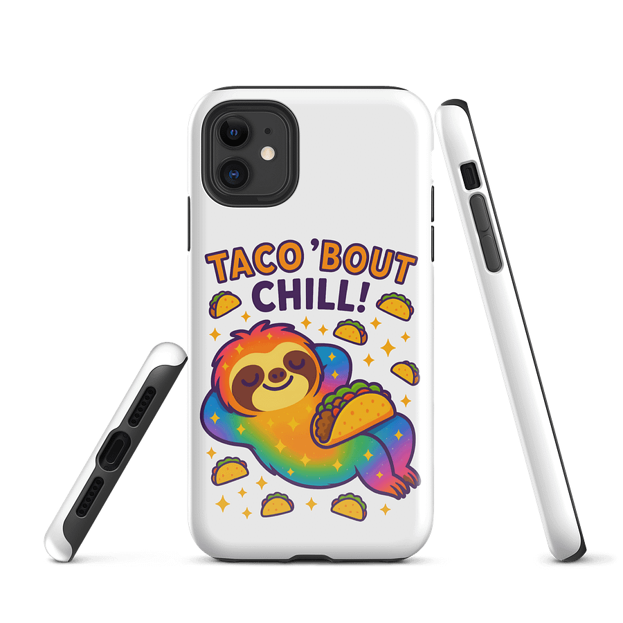 Taco ’Bout Chill – Funny Sloth iPhone Case | Taco Lover Tough Phone Case – Sloths Having Snacks Collection product image (1)