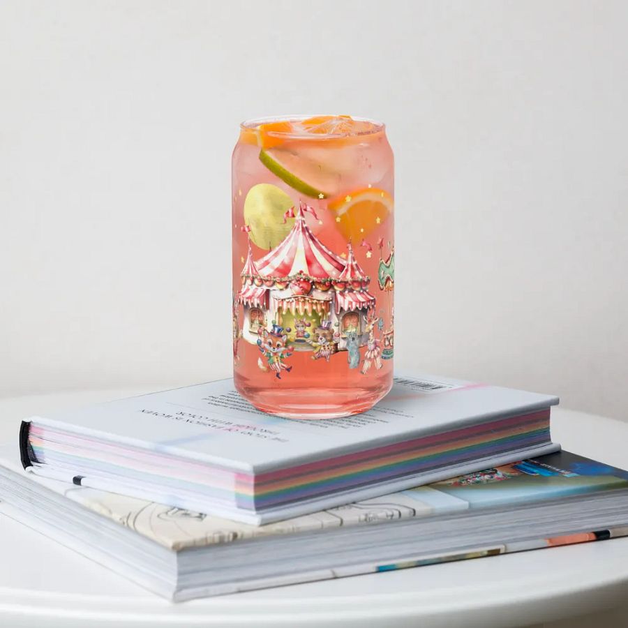 Midnight Circus Glass Can | 16oz – Whimsical & Elegant Drinkware product image (4)