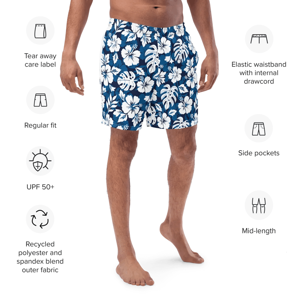 Hawaiian Tropical Hibiscus Flower Swimming Trunks product image (4)