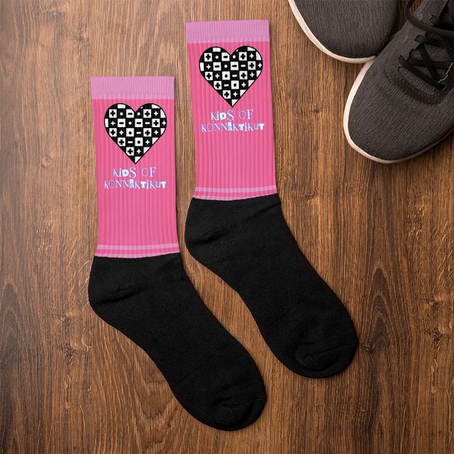 Pink Checkered Heart Socks (Unisex) product image (6)