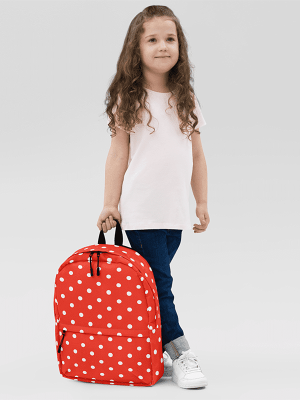 White Polka Dots on Red Backpack product image (3)