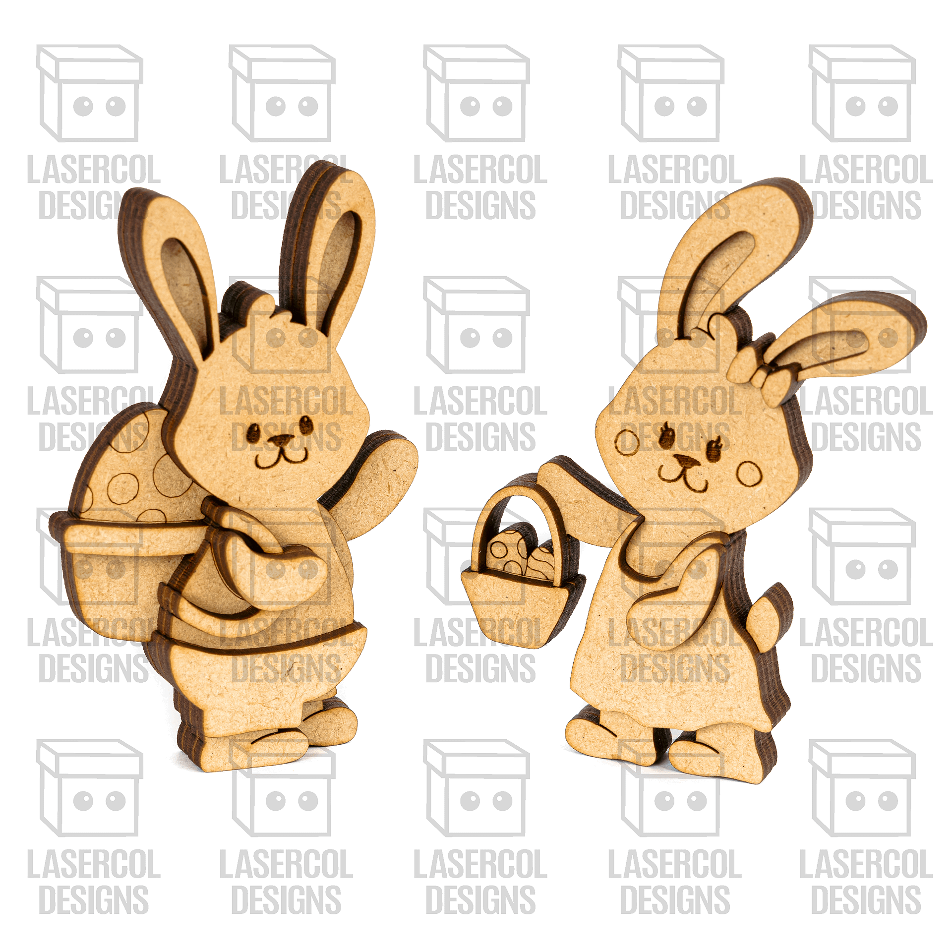 Cute Easter Bunny Figurines Set 1 - Laser Cut Files product image (10)